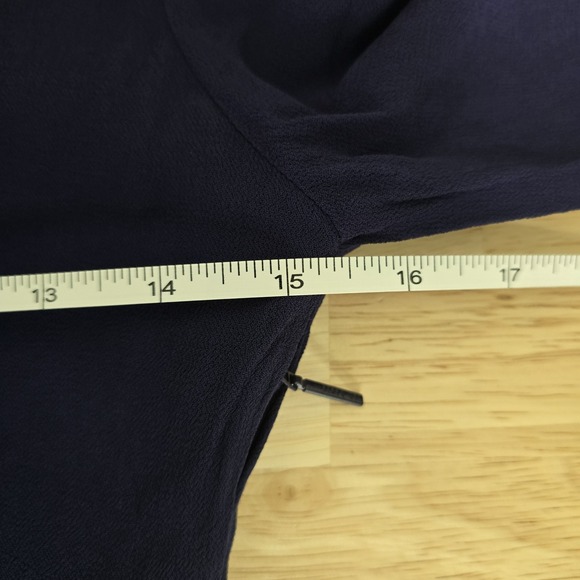 Ted Baker Dress Womens 0‎ Navy Blue Ruffle Front Long Sleeve Midi Keyhole Tie - Picture 4 of 9